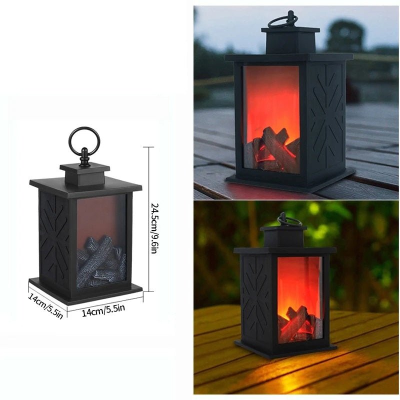 Retro Lampa Kominkowa – Migoczące Światło Nocne z Płomieniem na Święta, Zasilana przez USB/Baterie