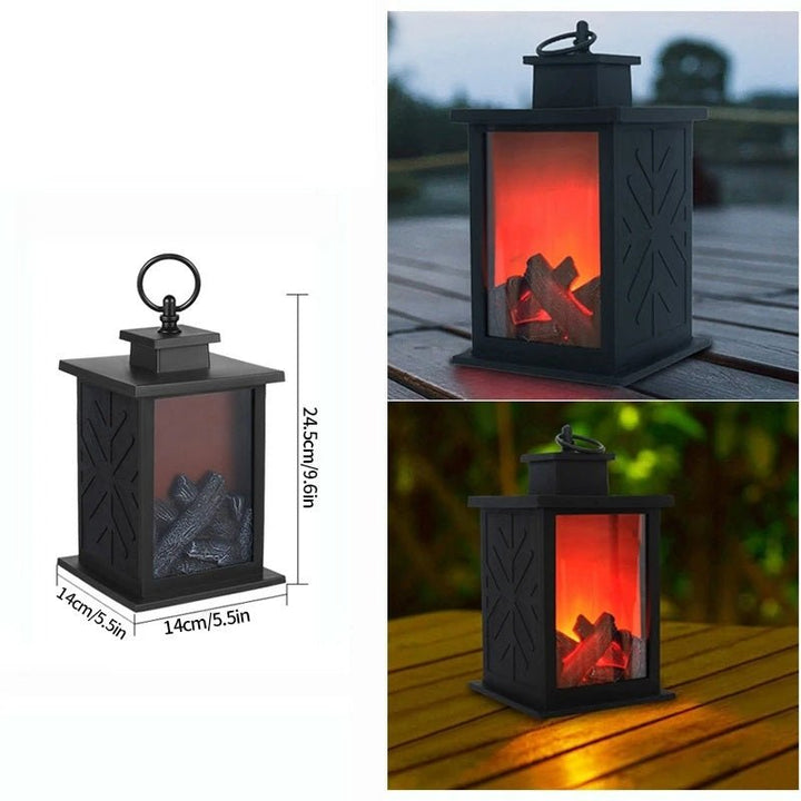 Retro Lampa Kominkowa – Migoczące Światło Nocne z Płomieniem na Święta, Zasilana przez USB/Baterie