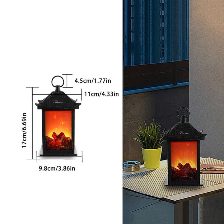 Retro Lampa Kominkowa – Migoczące Światło Nocne z Płomieniem na Święta, Zasilana przez USB/Baterie