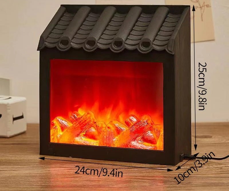 Retro Lampa Kominkowa – Migoczące Światło Nocne z Płomieniem na Święta, Zasilana przez USB/Baterie