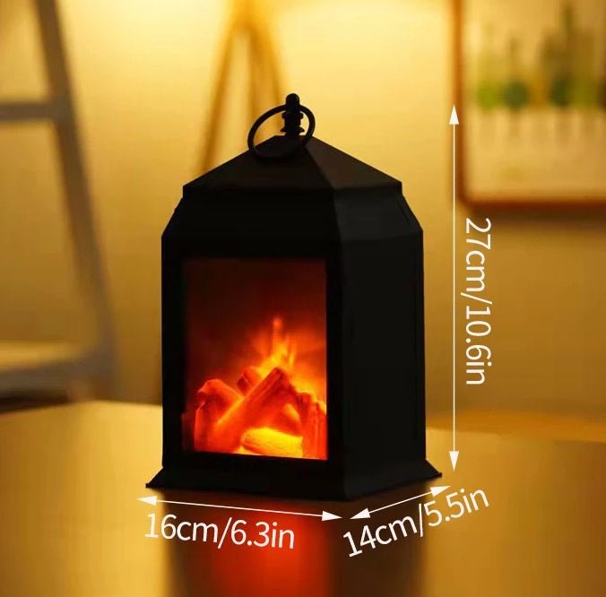 Retro Lampa Kominkowa – Migoczące Światło Nocne z Płomieniem na Święta, Zasilana przez USB/Baterie