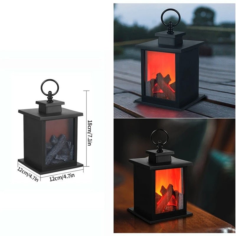 Retro Lampa Kominkowa – Migoczące Światło Nocne z Płomieniem na Święta, Zasilana przez USB/Baterie