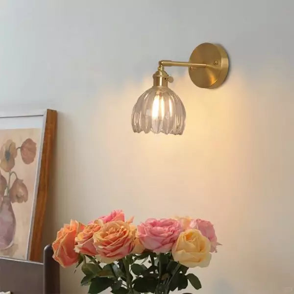Retro – Lampa Ścienna Szklany Pąk Tulipana