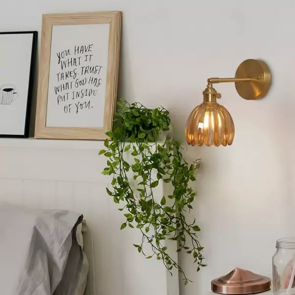 Lampa Ścienna Tulipan Kwiatowy Pąk Szklana