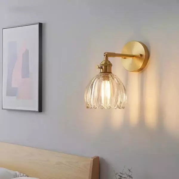 Retro – Lampa Ścienna Szklany Pąk Tulipana