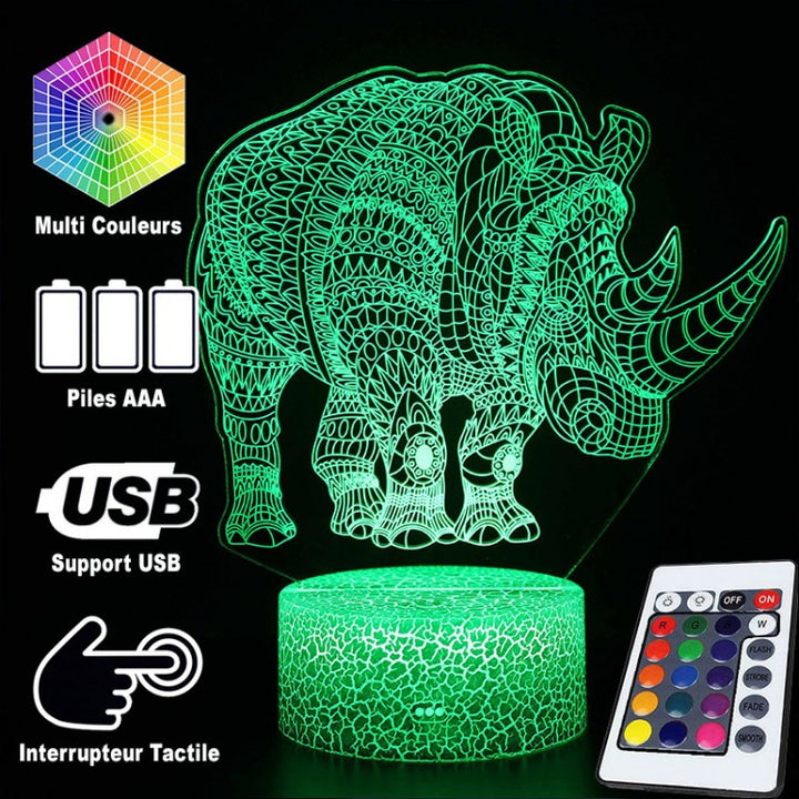 Lampa 3D Nosorożec Majestatyczny