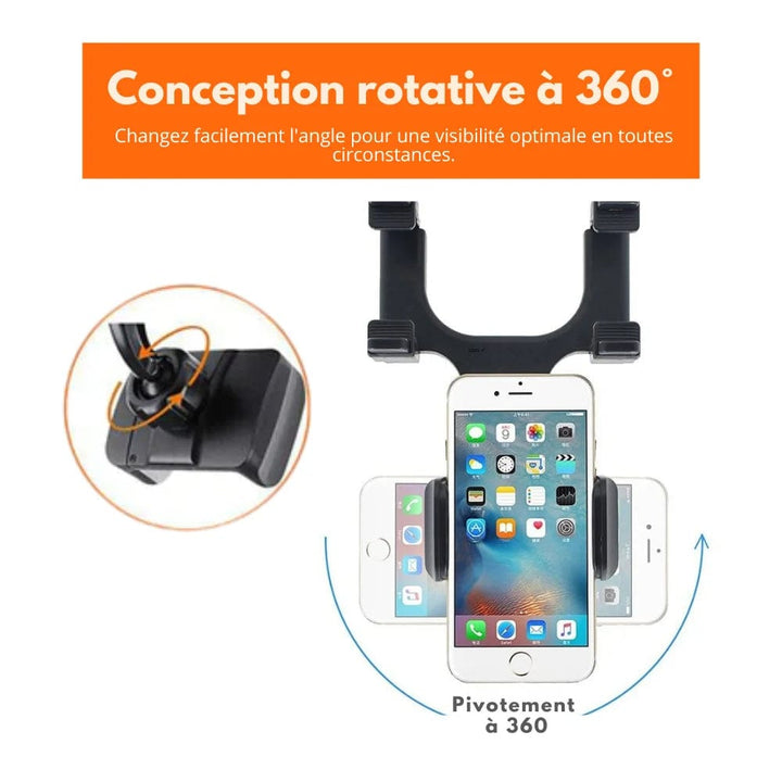 Roadview – Uchwyt na telefon do lusterka wstecznego z obrotem 360° i teleskopowym ramieniem