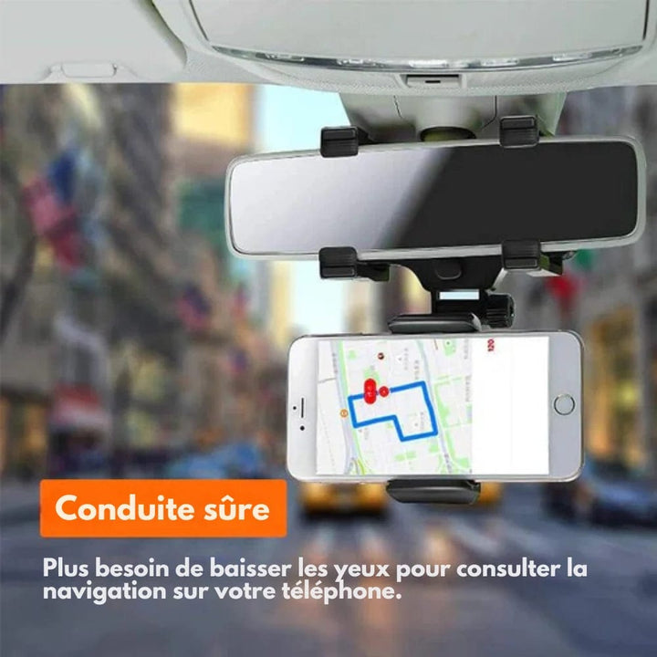Roadview – Uchwyt na telefon do lusterka wstecznego z obrotem 360° i teleskopowym ramieniem