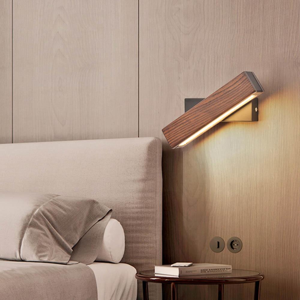Obrotowa Drewniana Lampa LED na Ścianę - Jasper