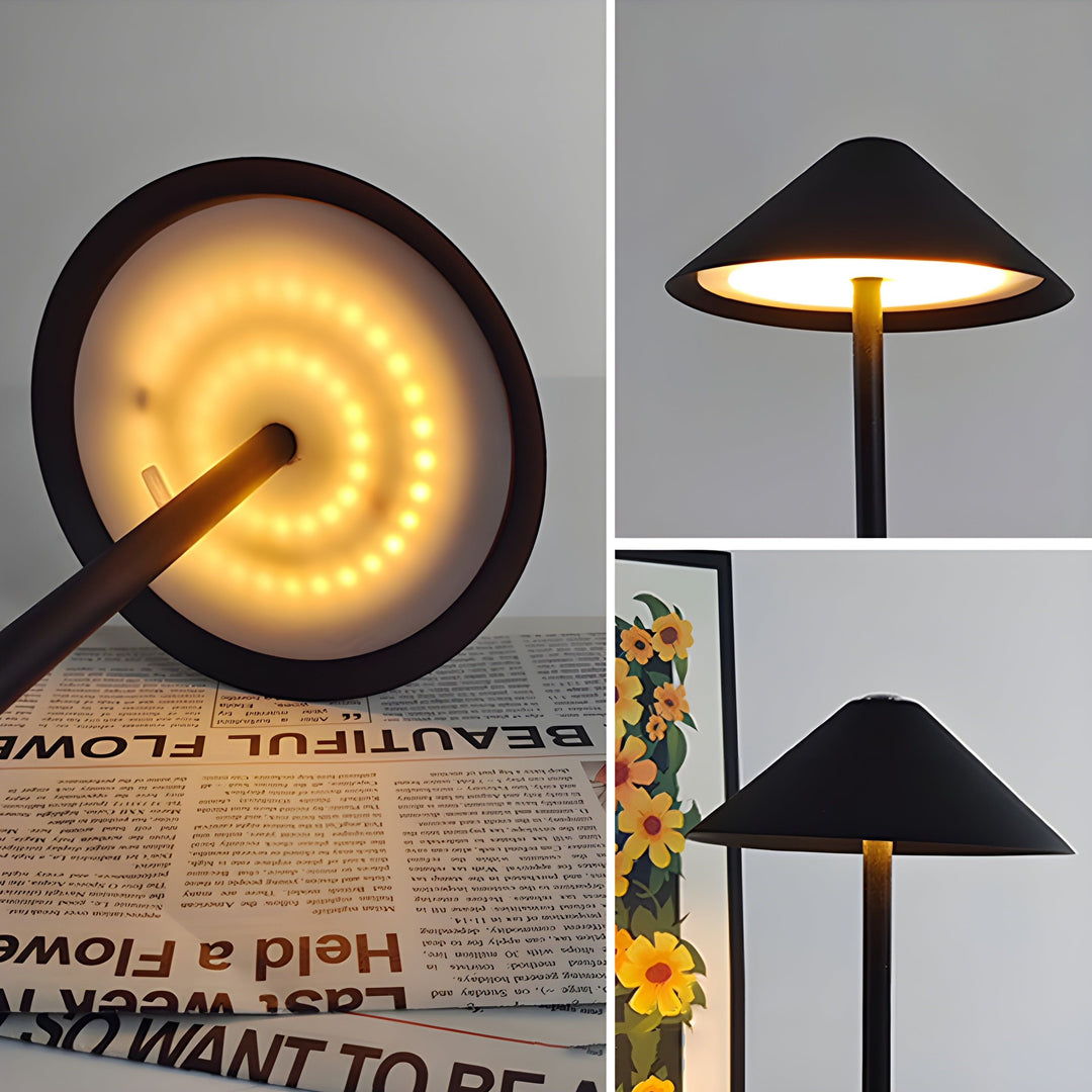 Minimalistyczna lampka stołowa z dotykowym ściemniaczem - wodoodporna i ładowalna, kolor światła
