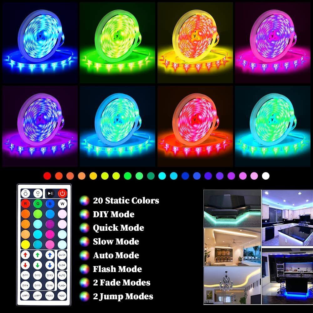 Taśma LED, 30 m, 15 m, Synchronizacja z muzyką, Bluetooth, 5050, RGB Światło Ambiance z Pilotem