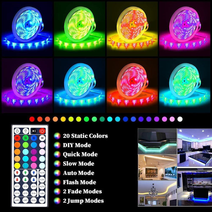 Taśma LED, 30 m, 15 m, Synchronizacja z muzyką, Bluetooth, 5050, RGB Światło Ambiance z Pilotem