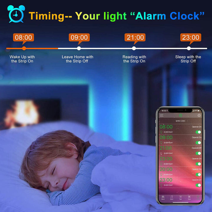 Taśma LED, 30 m, 15 m, Synchronizacja z muzyką, Bluetooth, 5050, RGB Światło Ambiance z Pilotem