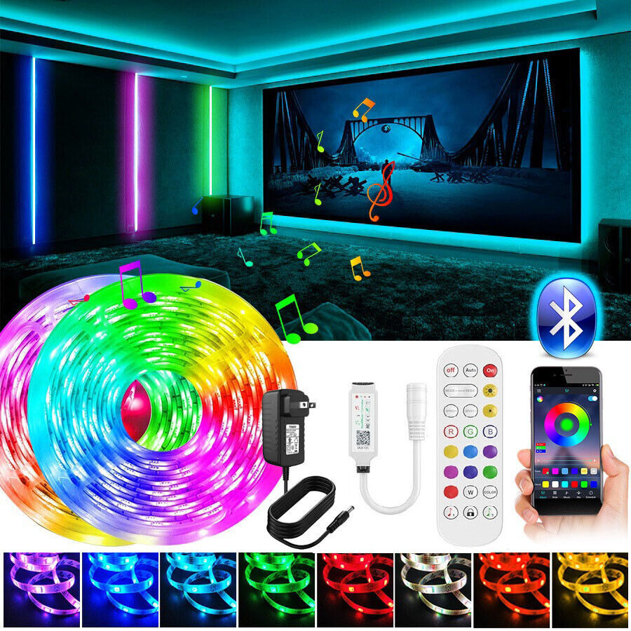 Taśma LED, 30 m, 15 m, Synchronizacja z muzyką, Bluetooth, 5050, RGB Światło Ambiance z Pilotem