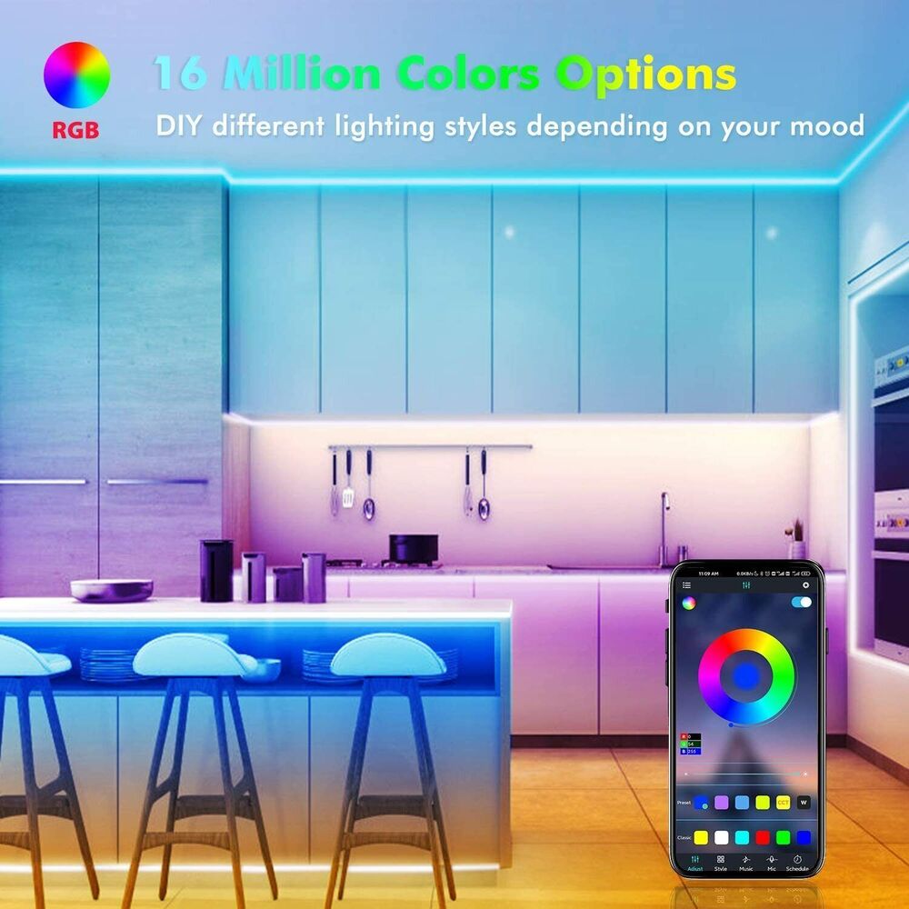 Taśma LED, 30 m, 15 m, Synchronizacja z muzyką, Bluetooth, 5050, RGB Światło Ambiance z Pilotem
