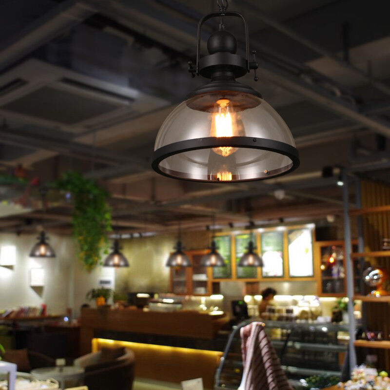 Antyczny szklany żyrandol retro industrialny lampa sufitowa
