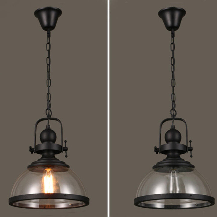 Antyczny szklany żyrandol retro industrialny lampa sufitowa