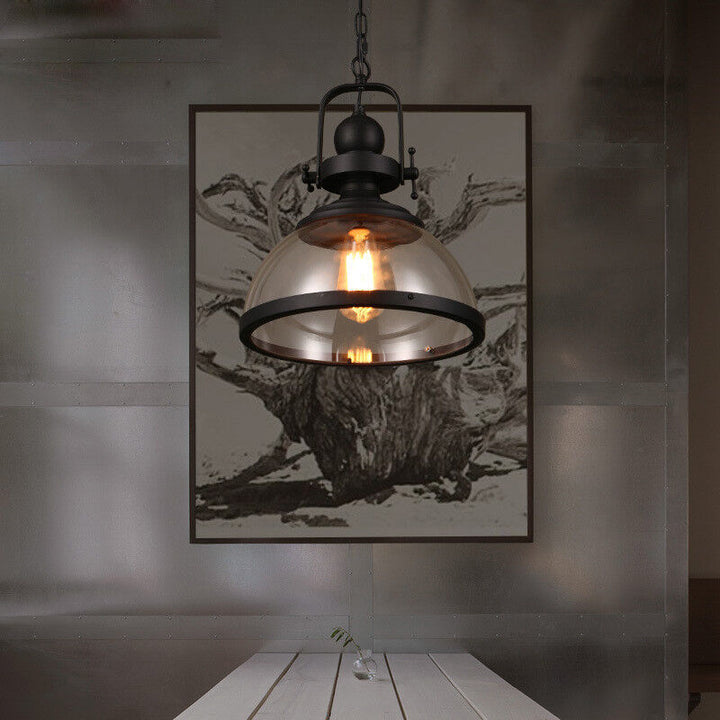Antyczny szklany żyrandol retro industrialny lampa sufitowa