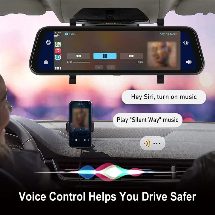 Lusterko Wsteczne z Kamerą Dash 4K Z Przodu i Z Tyłu | CarPlay i Inteligentny Asystent Kierowcy