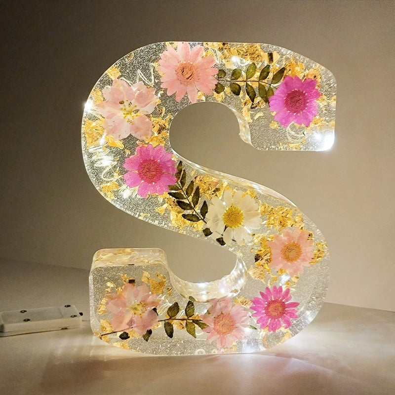 Suszone Kwiatowe Litery Nocna Lampa