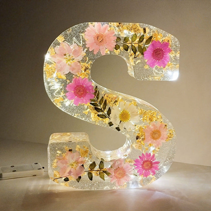 Suszone Kwiatowe Litery Nocna Lampa