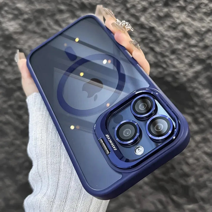 Etui na telefon wstrząsoodporne z magnetycznym mocowaniem, ochroną obiektywu i stojakiem – 1+1 GRATIS