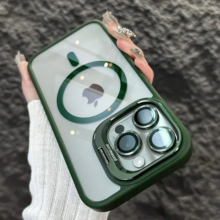 Etui na telefon wstrząsoodporne z magnetycznym mocowaniem, ochroną obiektywu i stojakiem – 1+1 GRATIS