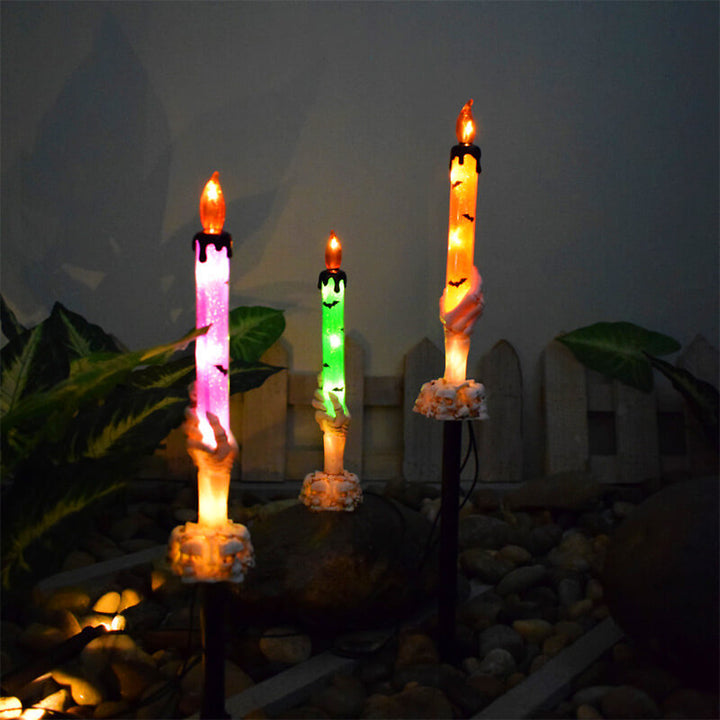 Najlepszy Prezent*Lampa Słoneczna Halloween Duch Ręka Świeca Zewnętrzna Lampa Podłogowa