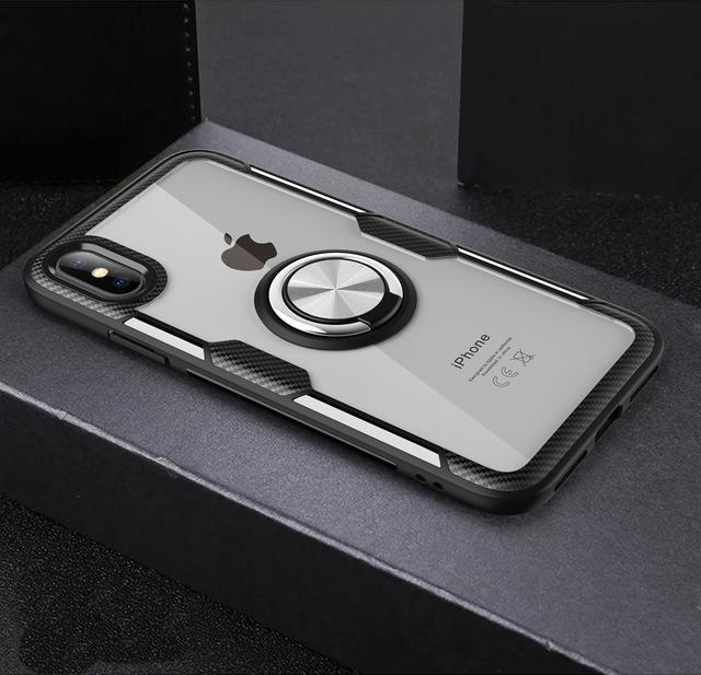 Etui na iPhone z włókna węglowego z magnetycznym pierścieniem