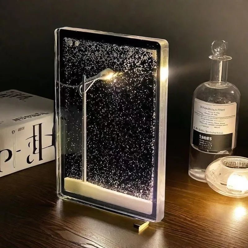 Śnieżna Scena Nocne Lampki – Zrób to Sam Świąteczna Lampa Uliczna z Efektem Spadającego Śniegu na Magiczną Dekorację Biurka