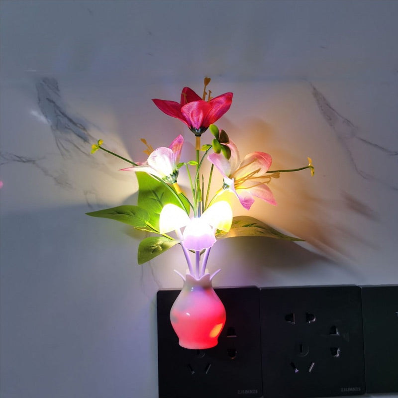 LED nocna lampka w formie symulowanych kwiatów z inteligentnym sterowaniem do sypialni