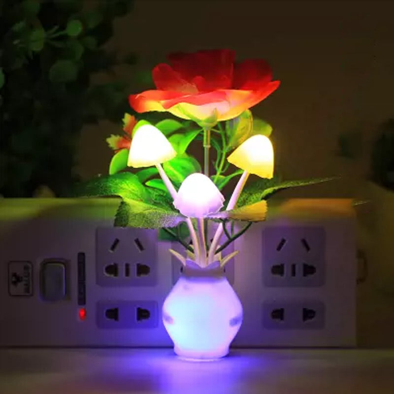 LED nocna lampka w formie symulowanych kwiatów z inteligentnym sterowaniem do sypialni
