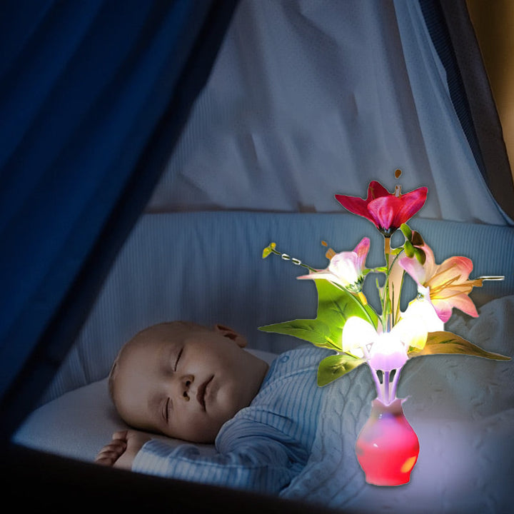 LED nocna lampka w formie symulowanych kwiatów z inteligentnym sterowaniem do sypialni