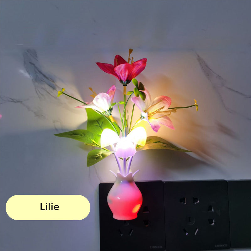 LED nocna lampka w formie symulowanych kwiatów z inteligentnym sterowaniem do sypialni