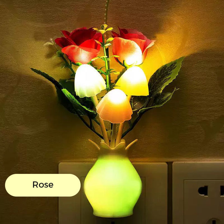LED nocna lampka w formie symulowanych kwiatów z inteligentnym sterowaniem do sypialni