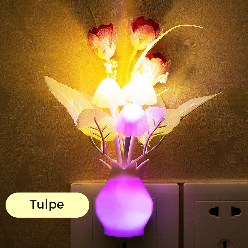 LED nocna lampka w formie symulowanych kwiatów z inteligentnym sterowaniem do sypialni