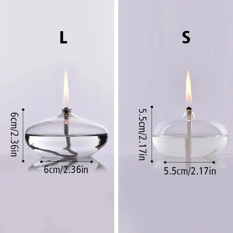 Przezroczysta Lampa Olejna Wykonana ze Szkła jako Podstawka na Świeczkę