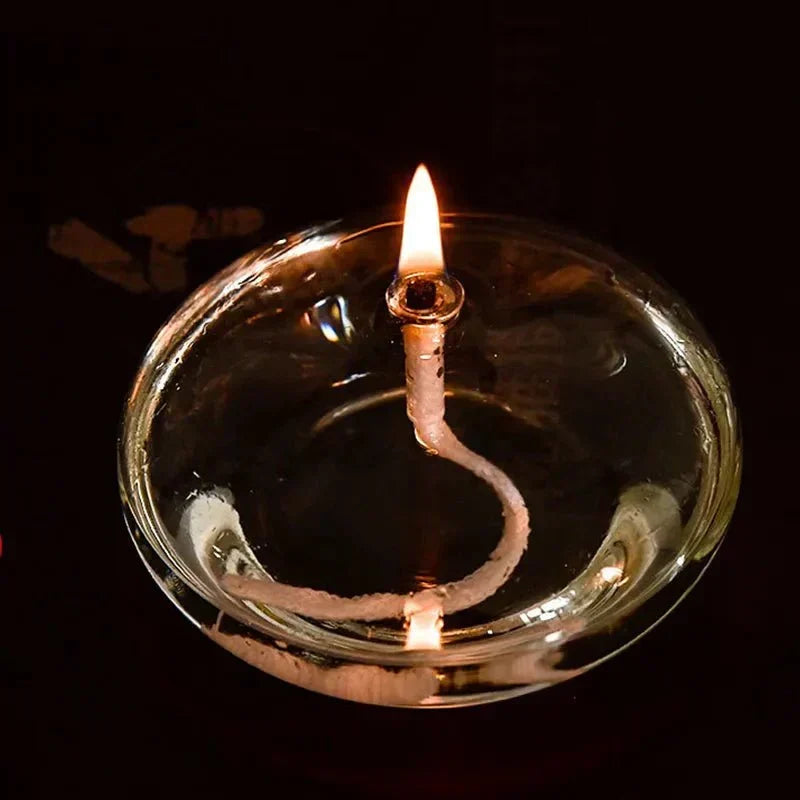 Przezroczysta Lampa Olejna Wykonana ze Szkła jako Podstawka na Świeczkę