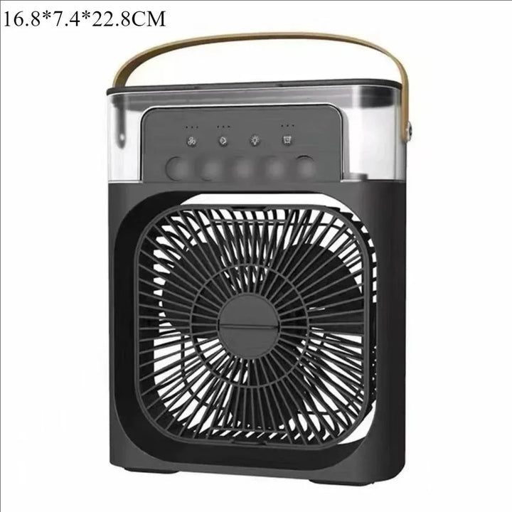 3-w-1 Przenośny Klimatyzator z LED – Wentylator Biurkowy z Zasilaniem USB, Nawilżacz i Nocna Lampa |