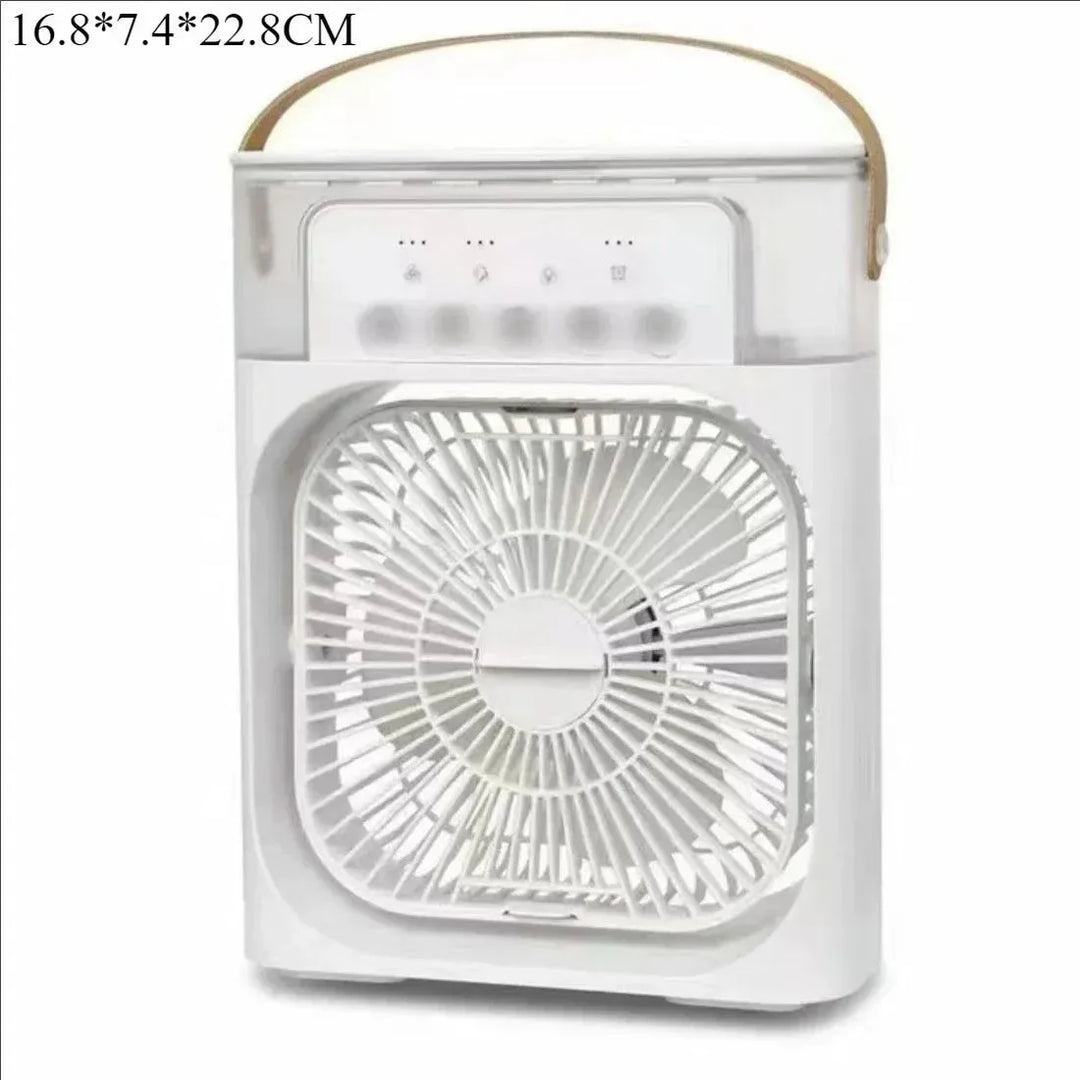 3-w-1 Przenośny Klimatyzator z LED – Wentylator Biurkowy z Zasilaniem USB, Nawilżacz i Nocna Lampa |