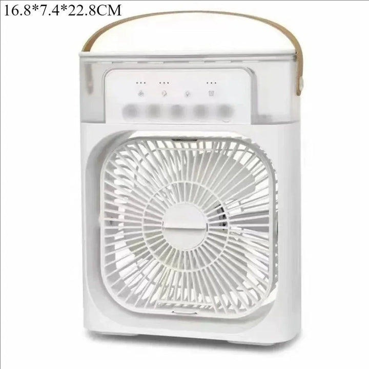 3-w-1 Przenośny Klimatyzator z LED – Wentylator Biurkowy z Zasilaniem USB, Nawilżacz i Nocna Lampa |