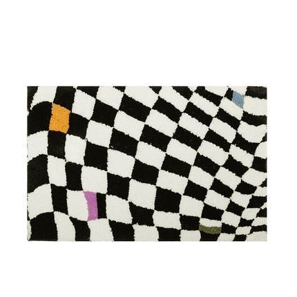 Vintage Checkered Plaid Bathroom Rugs - Przytulny Retro Kwiatowy Dywan do Łazienki i Dekoracji Wnętrz