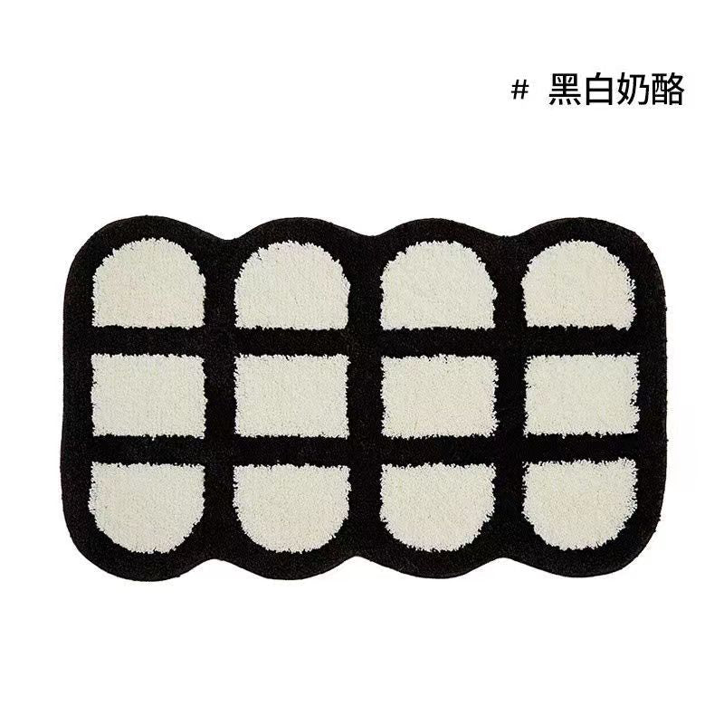 Vintage Checkered Plaid Bathroom Rugs - Przytulny Retro Kwiatowy Dywan do Łazienki i Dekoracji Wnętrz