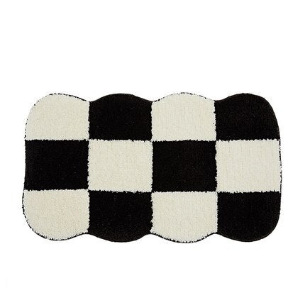Vintage Checkered Plaid Bathroom Rugs - Przytulny Retro Kwiatowy Dywan do Łazienki i Dekoracji Wnętrz
