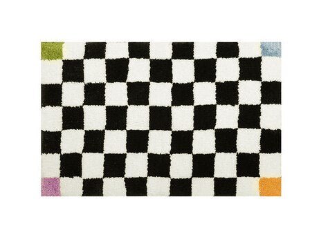 Vintage Checkered Plaid Bathroom Rugs - Przytulny Retro Kwiatowy Dywan do Łazienki i Dekoracji Wnętrz