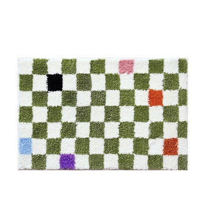 Vintage Checkered Plaid Bathroom Rugs - Przytulny Retro Kwiatowy Dywan do Łazienki i Dekoracji Wnętrz