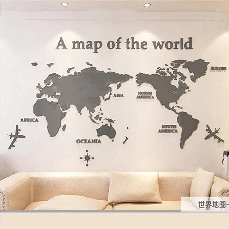 Naklejka na ścianę 3D Mapa Świata