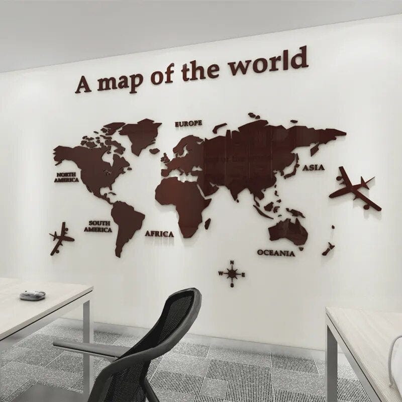 Naklejka na ścianę 3D Mapa Świata