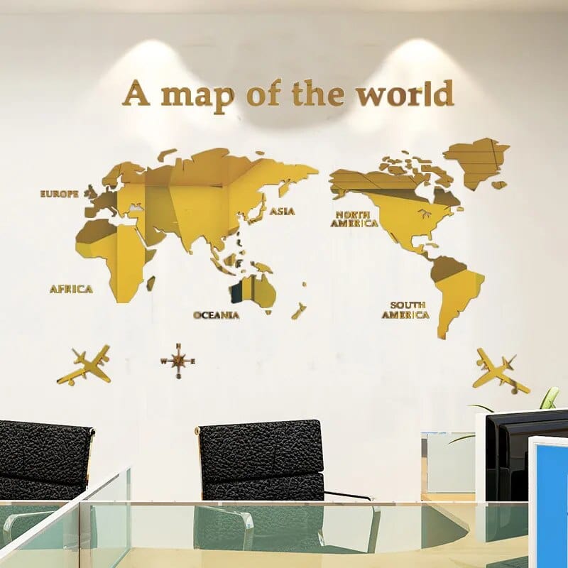 Naklejka na ścianę 3D Mapa Świata