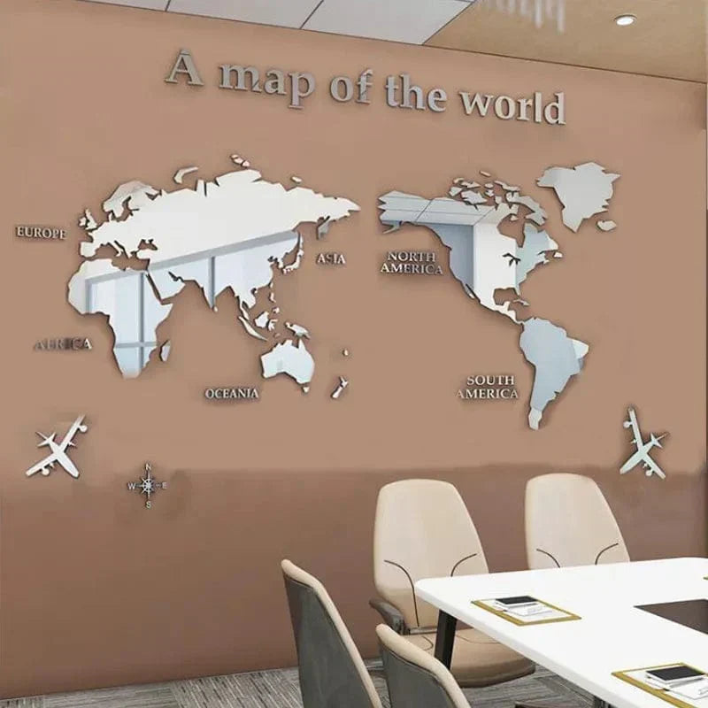 Naklejka na ścianę 3D Mapa Świata